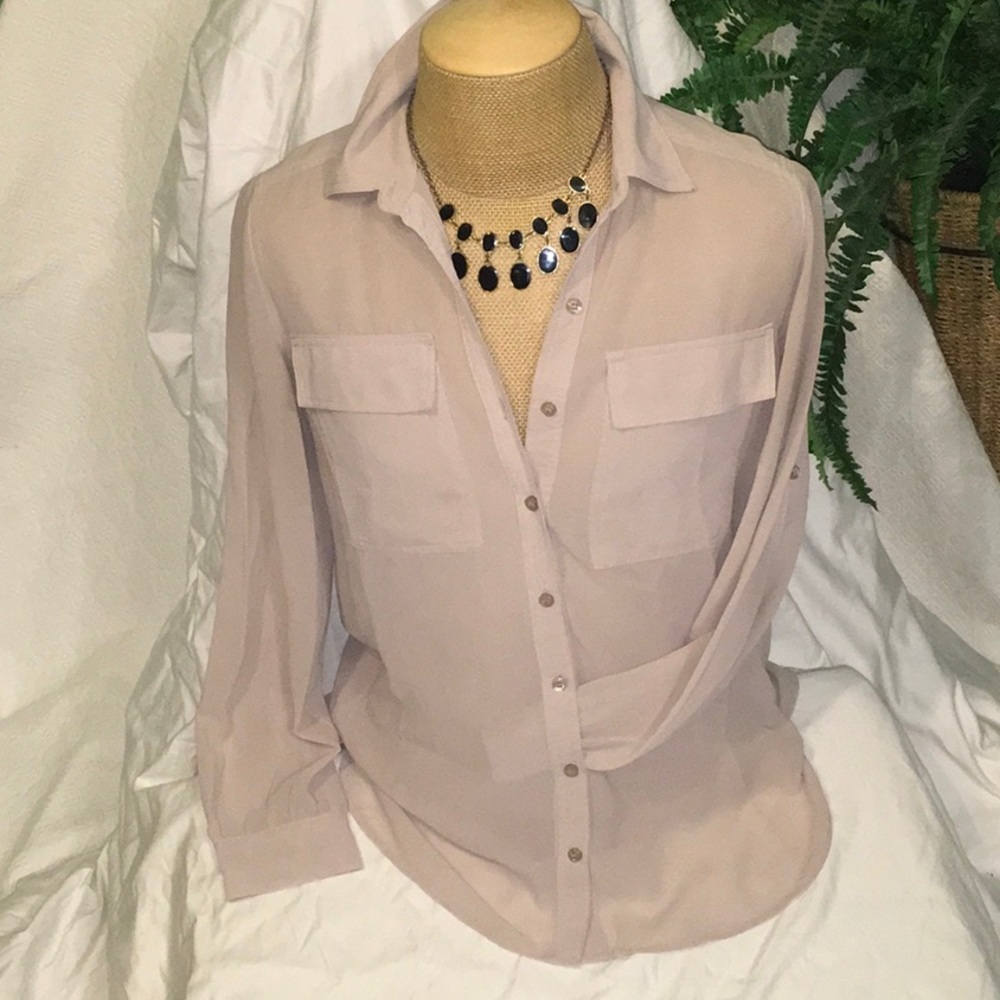 Spense Beige Sheer Rayon Long Shirt
